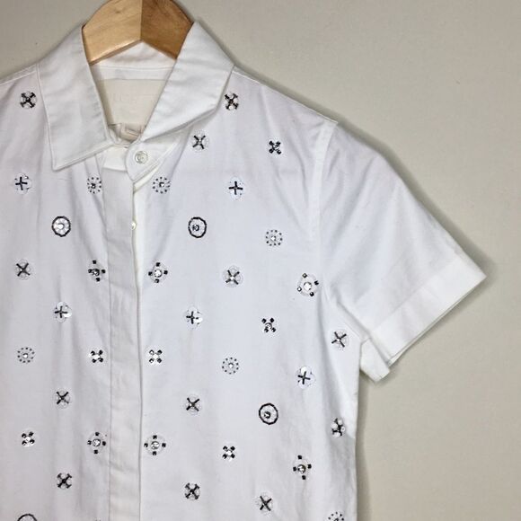 J. Crew Collection Sz 00 White Sequined Shirt - Picture 1 of 5